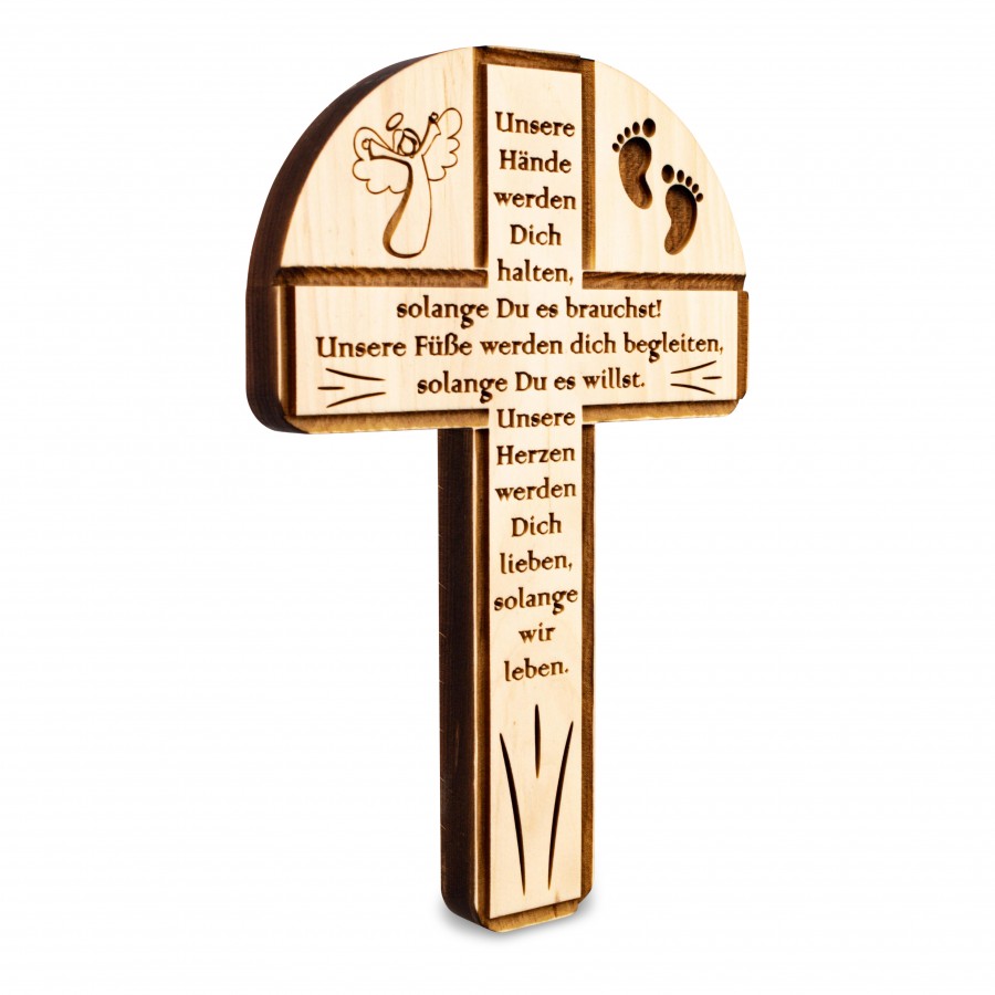 Zirbenkreuz Unsere Hände Wohnen Holzdeko - Lasergravur - Holzgravur - Geschenk
