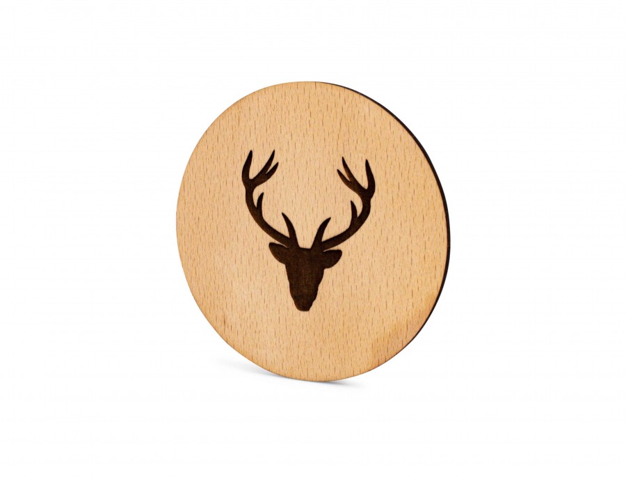 Untersetzer Buchenholz Hirsch 10cm Wohnen Holzdeko - Lasergravur - Holzgravur - Geschenk