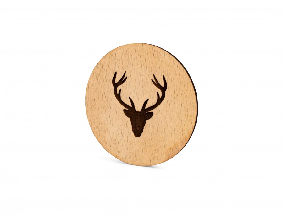 Untersetzer Buchenholz Hirsch 7cm Wohnen Holzdeko - Lasergravur - Holzgravur - Geschenk