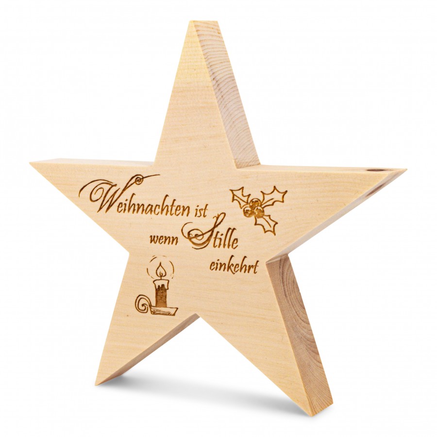 Zirbenstern 17cm Weihnachten ist... Geschenkideen Holzdeko - Lasergravur - Holzgravur - Geschenk