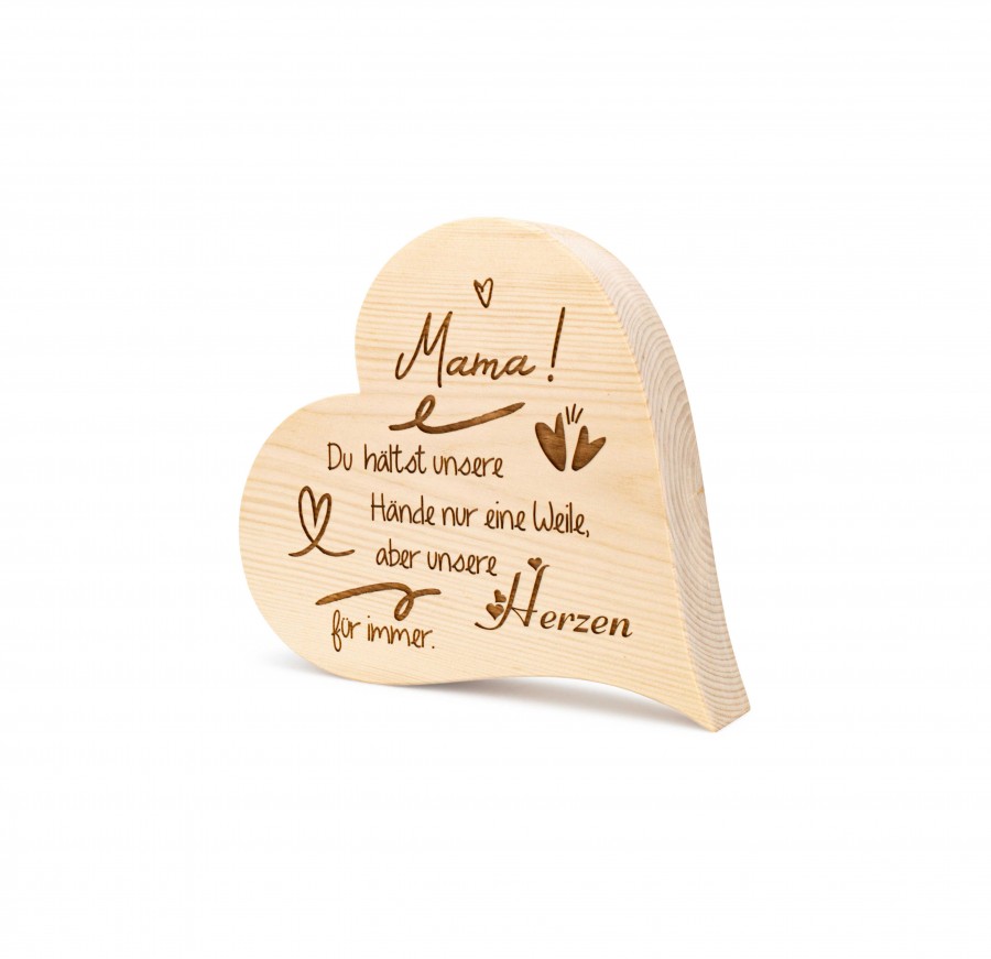 Zirbenherz Mama! 12cm Geschenkideen Holzdeko - Lasergravur - Holzgravur - Geschenk