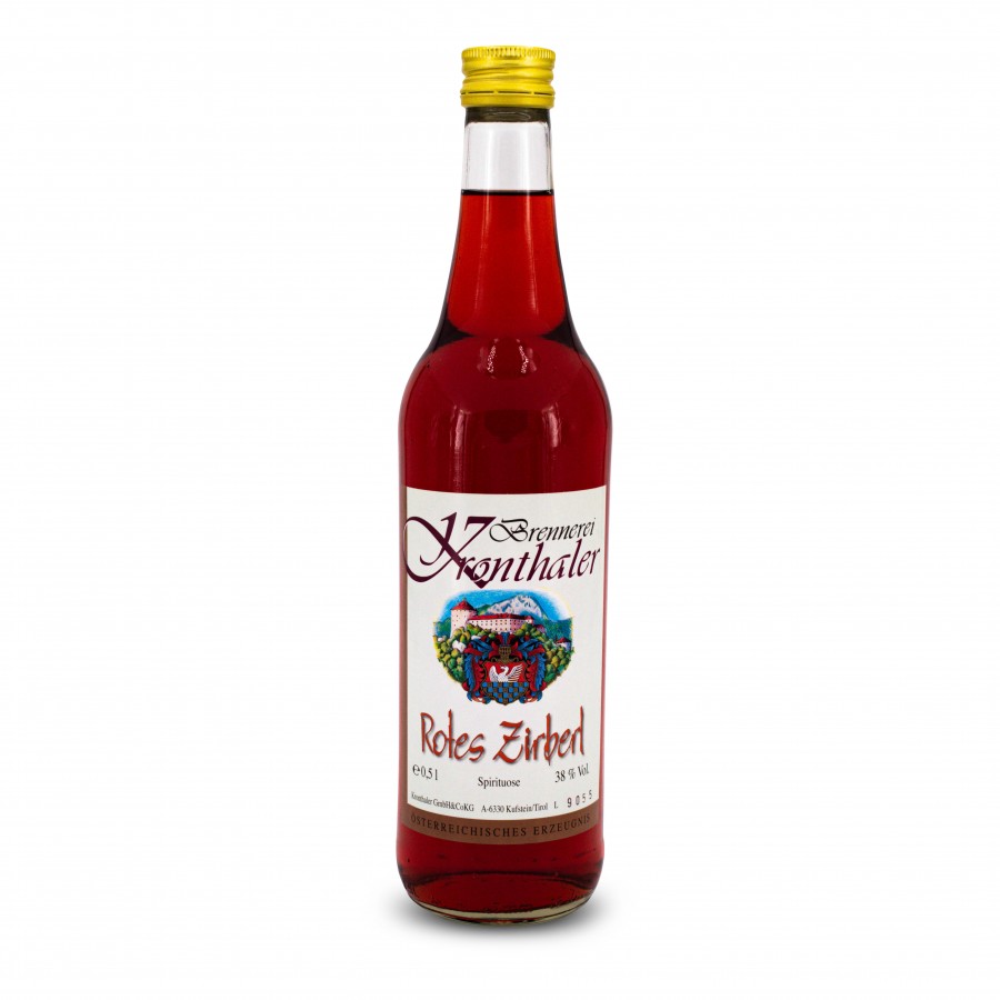 Rotes Zirberl 0,5l Geschenkideen Holzdeko - Lasergravur - Holzgravur - Geschenk